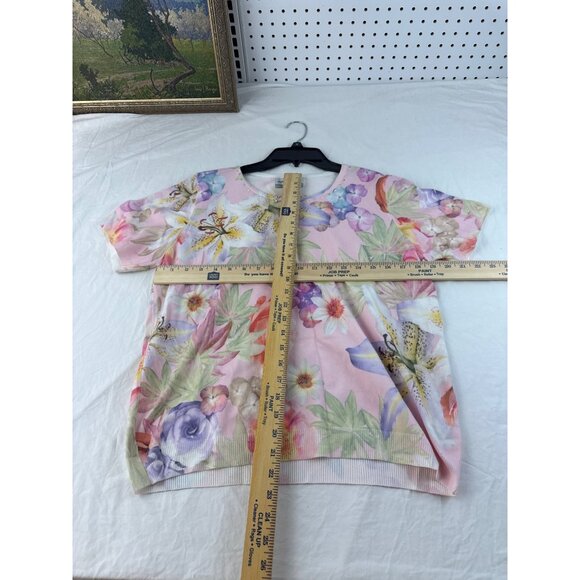 Alfred Dunner Petite Floral Short Sleeve Blouse Pink Multicolor Top PXL Feminine - Picture 8 of 8